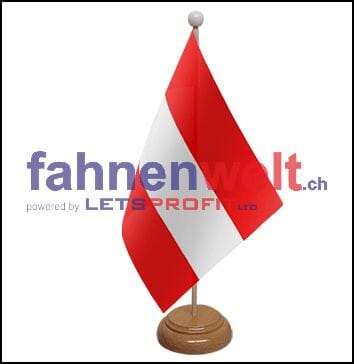 &Ouml;sterreich Tisch-Fahne aus Stoff mit Holzsockel | 22.5 x 15 cm - Bild 1