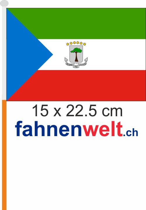 &Auml;quatorial Guinea / Aequatorial Guinea Fahne / Flagge am Stab Pack &agrave; 4 St&uuml;ck | 15 x 22.5 cm - Bild 1