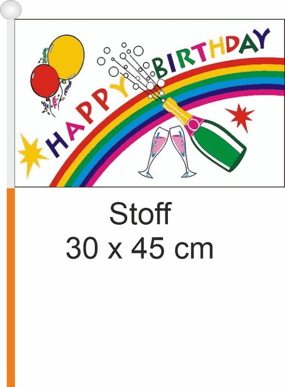 Happy Birthday Fahne / Flagge am Stab | 30 x 45 cm - Bild 1