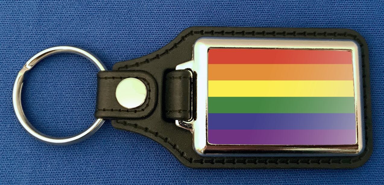 Regenbogen Schl&uuml;sselanh&auml;nger aus Metall und Kunstleder | ca. 95 x 37 mm - Bild 1