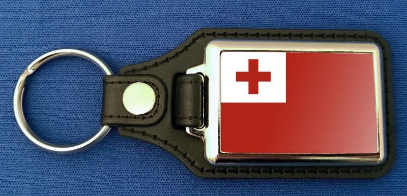 Tonga Schl&uuml;sselanh&auml;nger aus Metall und Kunstleder | ca. 95 X 37 mm - Bild 1