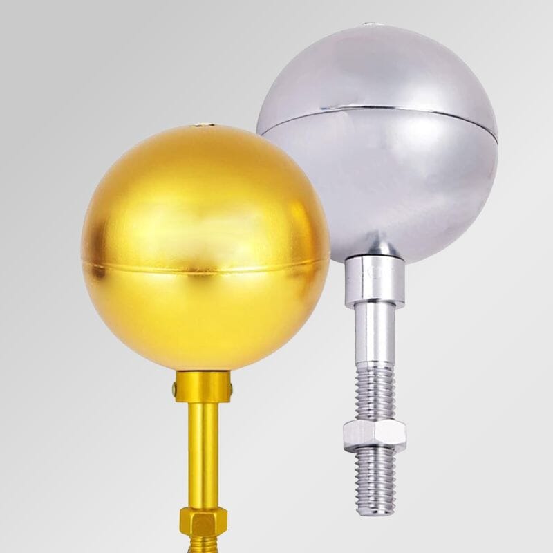 Elegante Abschlusskugel f&uuml;r Fahnenmast &Oslash; 50/60 mm, Gold/Silber - Bild 1