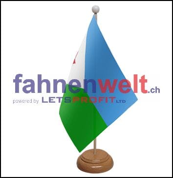 Dschibuti Tisch-Fahne aus Stoff mit Holzsockel | 22.5 x 15 cm - Bild 1