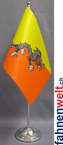 Bhutan Tisch-Fahne DeLuxe ohne St&auml;nder | 15.5 x 24 cm - Bild 1