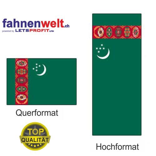 Turkmenistan Fahne aus Multi-Flag im Hoch- und Querformat | diverse Gr&ouml;ssen - Bild 1