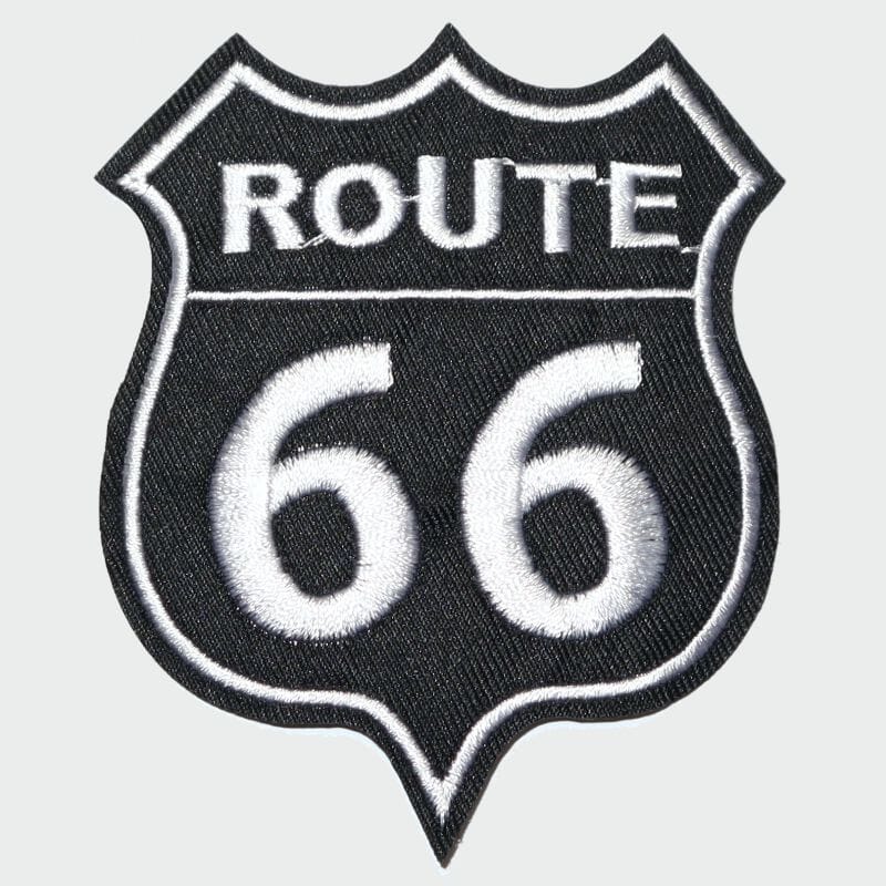 Patch Sticker zum aufb&uuml;geln Route 66 Hintergrund schwarz | 7.5 x 9 cm - Bild 1