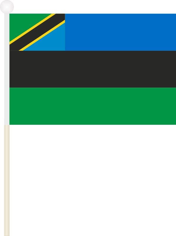 Sansibar Fahne / Flagge am Stab Pack &agrave; 4 St&uuml;ck | 15.5 x 22.5 cm - Bild 1