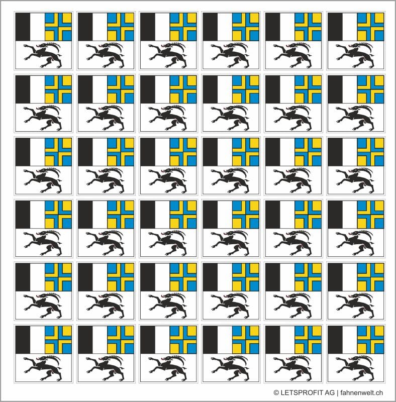Aufkleber Sticker Graub&uuml;nden mit 36 quadratischen Fahnen - Bild 1