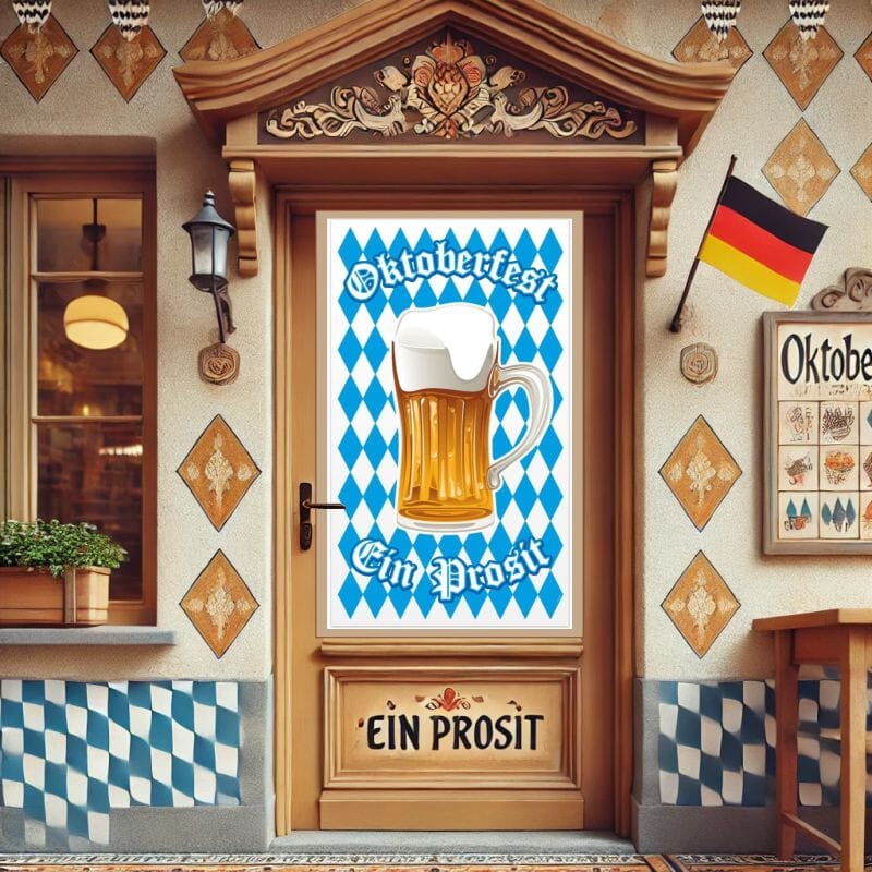 Oktoberfest T&uuml;rdekoration 70x120 cm &ndash; Bayerische Rauten & Bierkrug - Bild 2