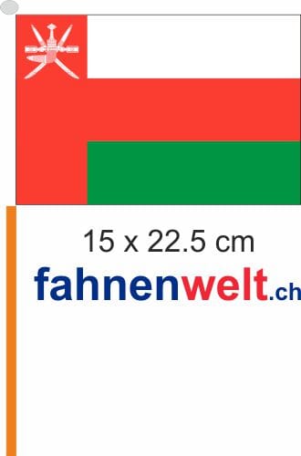 Oman Fahne / Flagge am Stab Pack &agrave; 4 St&uuml;ck | 15 x 22.5 cm - Bild 1