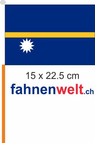Nauru Fahne / Flagge am Stab Pack &agrave; 4 St&uuml;ck | 15 x 22.5 cm - Bild 1