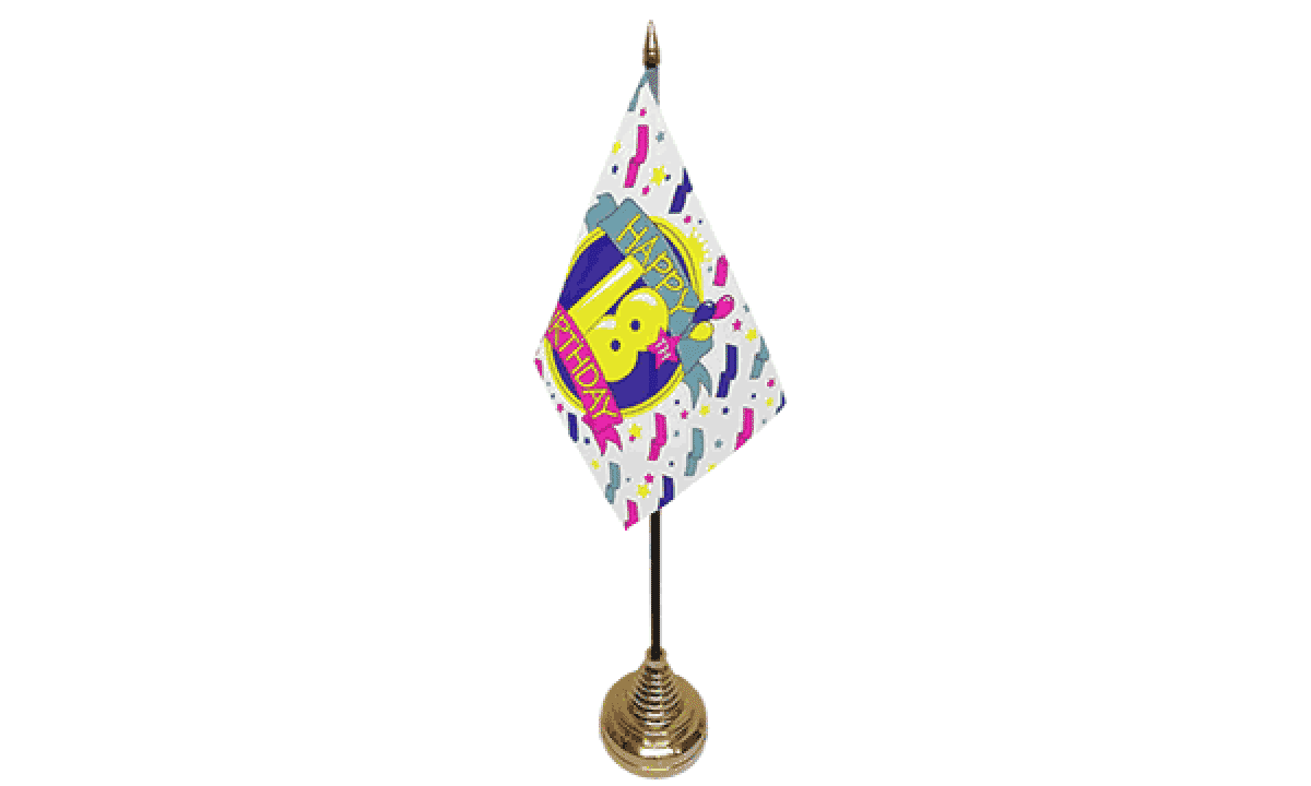 Happy Birthday 18 Tisch-Fahne gedruckt | 10 x 15 cm - Bild 1
