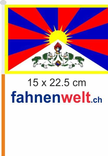 Tibet Fahne / Flagge am Stab Pack &agrave; 4 St&uuml;ck | 15 x 22.5 cm - Bild 1