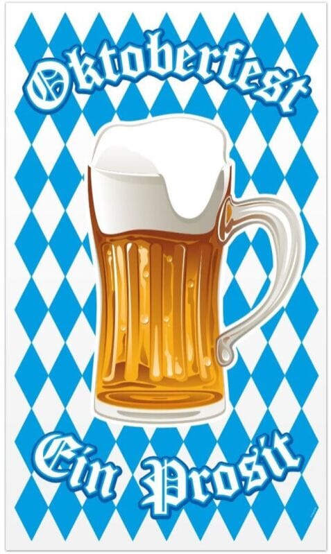 Oktoberfest T&uuml;rdekoration 70x120 cm &ndash; Bayerische Rauten & Bierkrug - Bild 1