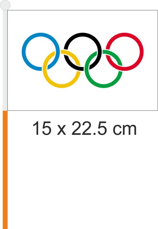 Olympia / Olympische Spiele Fahne / Flagge am Stab Pack &agrave; 4 St&uuml;ck | 15.5 x 23 cm - Bild 1