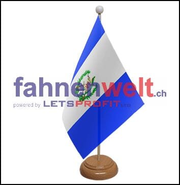 Guatemala Tisch-Fahne aus Stoff mit Holzsockel | 22.5 x 15 cm - Bild 1