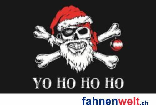 Weihnachtspiraten / Yo Ho Ho Pirate Fahne gedruckt | 90 x 150 cm - Bild 1