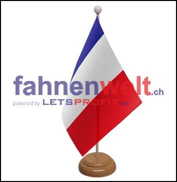 Frankreich Tisch-Fahne aus Stoff mit Holzsockel | 22.5 x 15 cm - Bild 1