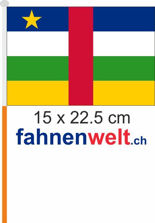 Zentralafrikanische Republik Fahne / Flagge am Stab Pack &agrave; 4 St&uuml;ck | 15 x 22.5 cm - Bild 1