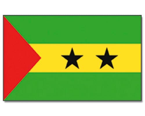 Sao Tome und Principe Tisch-Fahne aus Stoff mit Holzsockel | 22.5 x 15 cm - Bild 2
