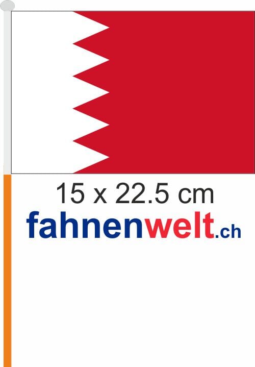 Bahrain Fahne / Flagge am Stab Pack &agrave; 4 St&uuml;ck | 15 x 22.5 cm - Bild 1