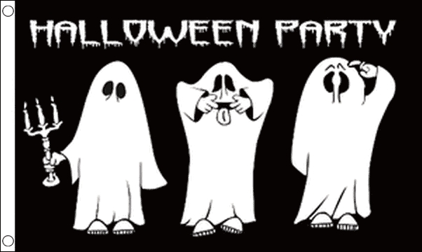 Halloween Party mit Geistern Fahne gedruckt | 90 x 150 cm - Bild 1