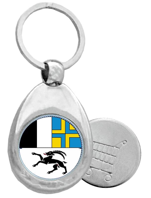 Schl&uuml;sselanh&auml;nger mit Jeton aus Metall Graub&uuml;nden | 32 x 75 mm - Bild 1