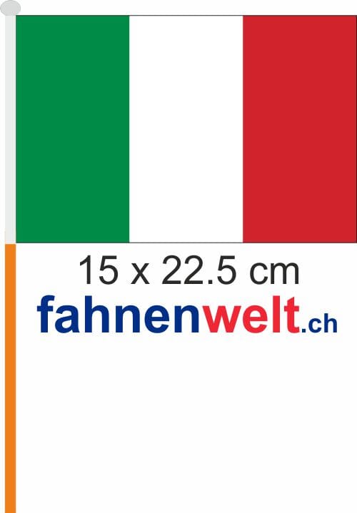 52982, Italien Fahne / Flagge am Stab Pack à 4 Stück | 15 x 22.5 cm