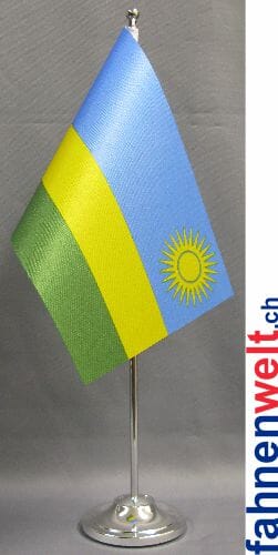 Ruanda Tisch-Fahne DeLuxe ohne St&auml;nder | 15.5 x 24 cm - Bild 1