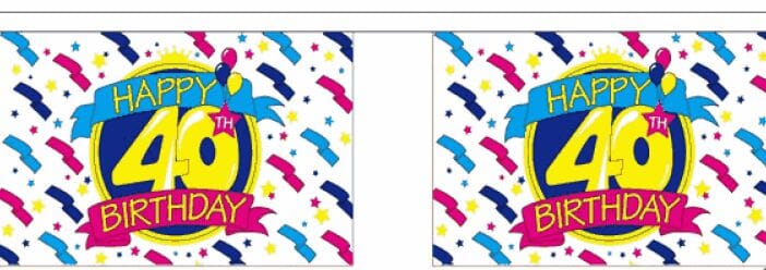 Stoff Fahnenkette Happy Birthday 40 | 30 Fahnen 15 x 25 cm 9 m lang - Bild 1