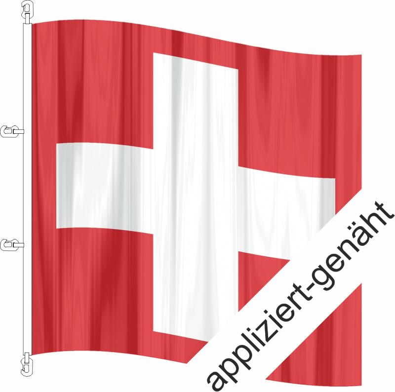Fahne Schweiz CH mit eingen&auml;hten / applizierten Kreuz | 300 x 300 cm - Bild 1