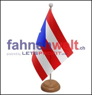 Puerto Rico Tisch-Fahne aus Stoff mit Holzsockel | 22.5 x 15 cm - Bild 1