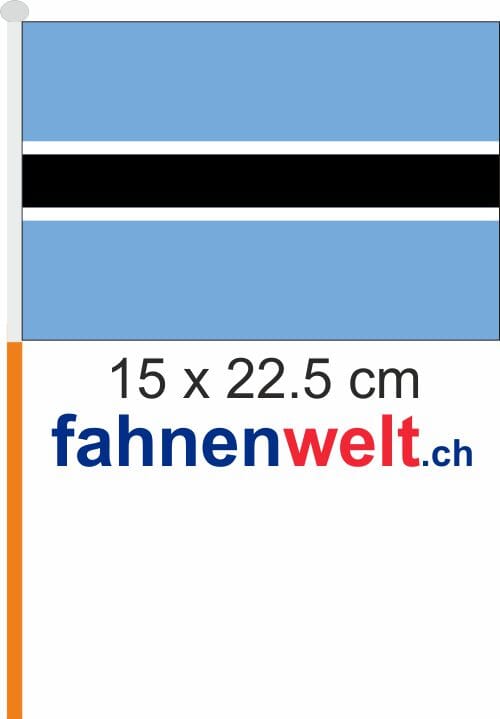 Botswana Fahne / Flagge am Stab Pack &agrave; 4 St&uuml;ck | 15 x 22.5 cm - Bild 1