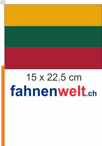 Litauen Fahne / Flagge am Stab Pack &agrave; 4 St&uuml;ck | 15 x 22.5 cm - Bild 1
