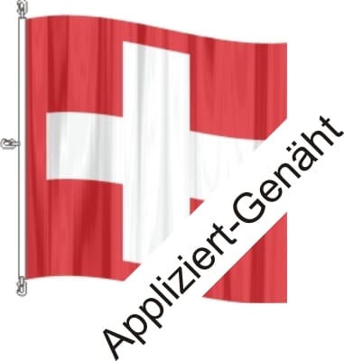 Fahne Schweiz CH mit eingen&auml;hten / applizierten Kreuz | 30 x 30 cm und gr&ouml;sser - Bild 1