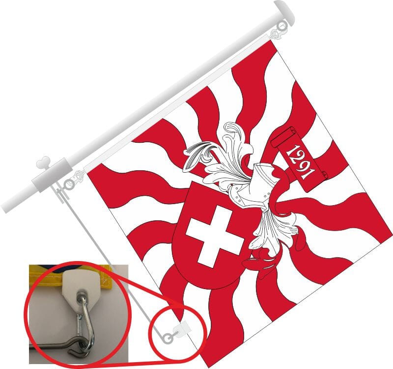 Fahne geflammt Schweiz in TOP-FLAG | 60 x 60 cm und Gr&ouml;sser - Bild 5