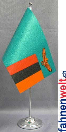Sambia Tisch-Fahne DeLuxe ohne St&auml;nder | 15.5 x 24 cm - Bild 1