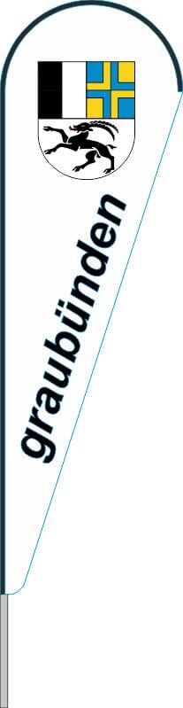Beach-Flag Kanton Graub&uuml;nden in Dropfenform | 224 x 70 cm - Bild 1