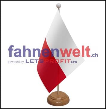 Polen Tisch-Fahne aus Stoff mit Holzsockel | 22.5 x 15 cm - Bild 1