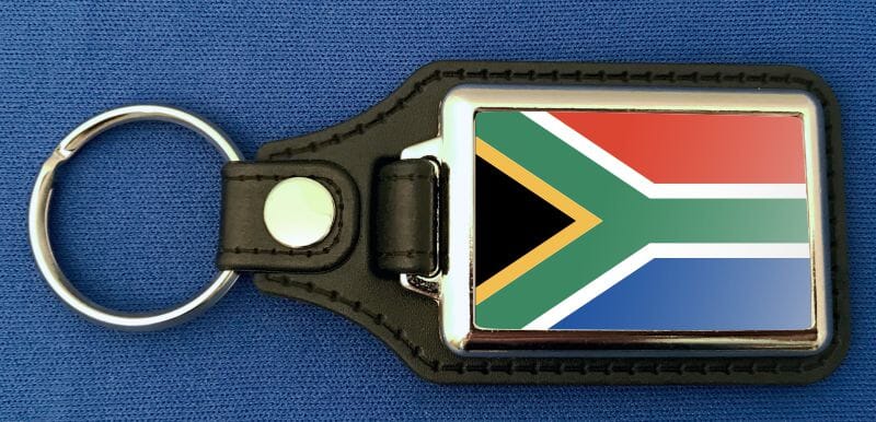 S&uuml;dafrika Schl&uuml;sselanh&auml;nger aus Metall und Kunstleder | ca. 95 X 37 mm - Bild 1