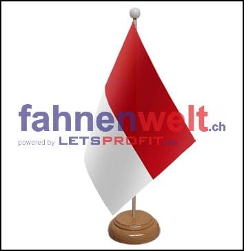 Monaco Tisch-Fahne aus Stoff mit Holzsockel | 22.5 x 15 cm - Bild 1
