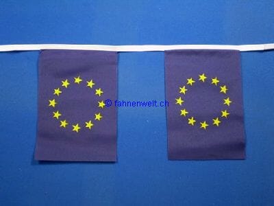Fahnenkette Europ&auml;ische Union / EU gedruckt aus Stoff | 30 Fahnen 15 x 22.5 cm 9 m lang - Bild 1