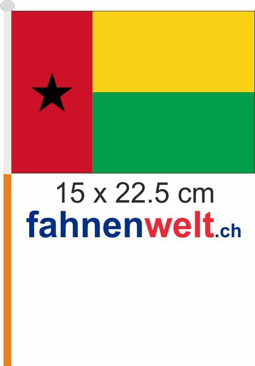 Guinea Bissau Fahne / Flagge am Stab Pack &agrave; 4 St&uuml;ck | 15 x 22.5 cm - Bild 1