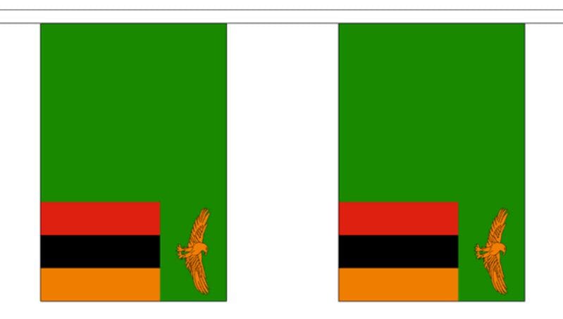 Fahnenkette Sambia gedruckt aus Stoff | 30 Fahnen 15 x 22.5 cm 9 m lang - Bild 1