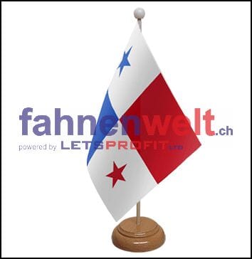 Panama Tisch-Fahne aus Stoff mit Holzsockel | 22.5 x 15 cm - Bild 1