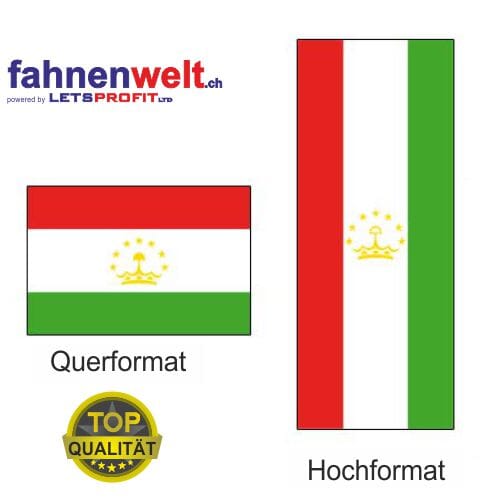 Tadschikistan Fahne aus Multi-Flag im Hoch- und Querformat | diverse Gr&ouml;ssen - Bild 1