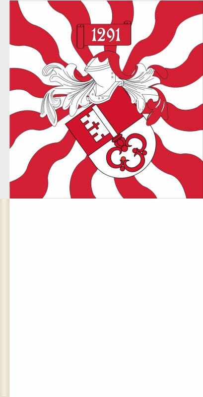 Obwalden geflammt Stabfahne aus Stoff | 40 x 40 cm und gr&ouml;sser - Bild 1