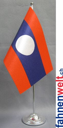 Laos Tisch-Fahne DeLuxe ohne St&auml;nder | 15.5 x 24 cm - Bild 1