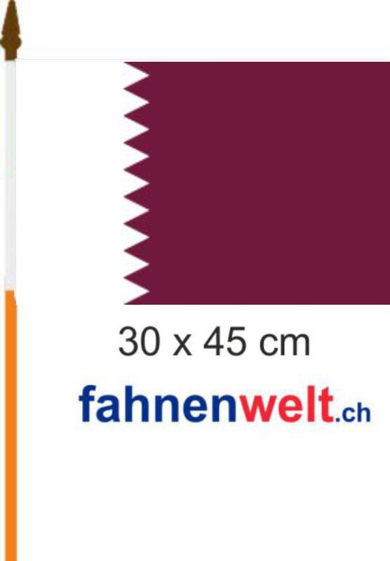 Katar Fahne am Stab gedruckt | 30 x 45 cm - Bild 1