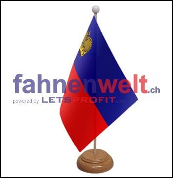 Liechtenstein Tisch-Fahne aus Stoff mit Holzsockel | 22.5 x 15 cm - Bild 1